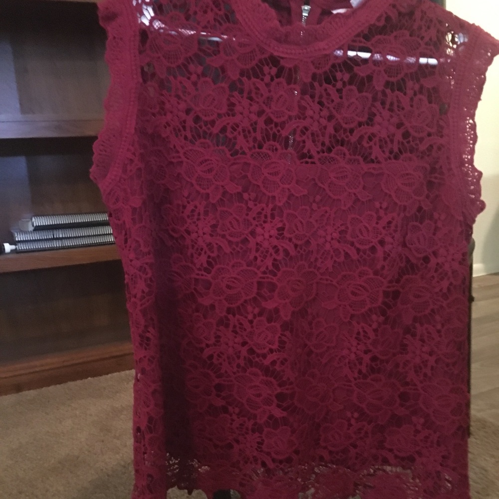 Maroon Lace Top